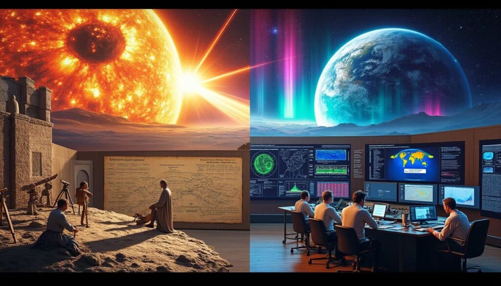 découvrez comment la météo spatiale a évolué, des premiers relevés historiques jusqu’aux modèles prédictifs modernes, et son impact sur notre technologie et la vie quotidienne.